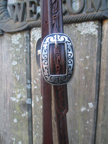 New Bob's JW Antique Oiled Floral Tooled One Ear Headstall